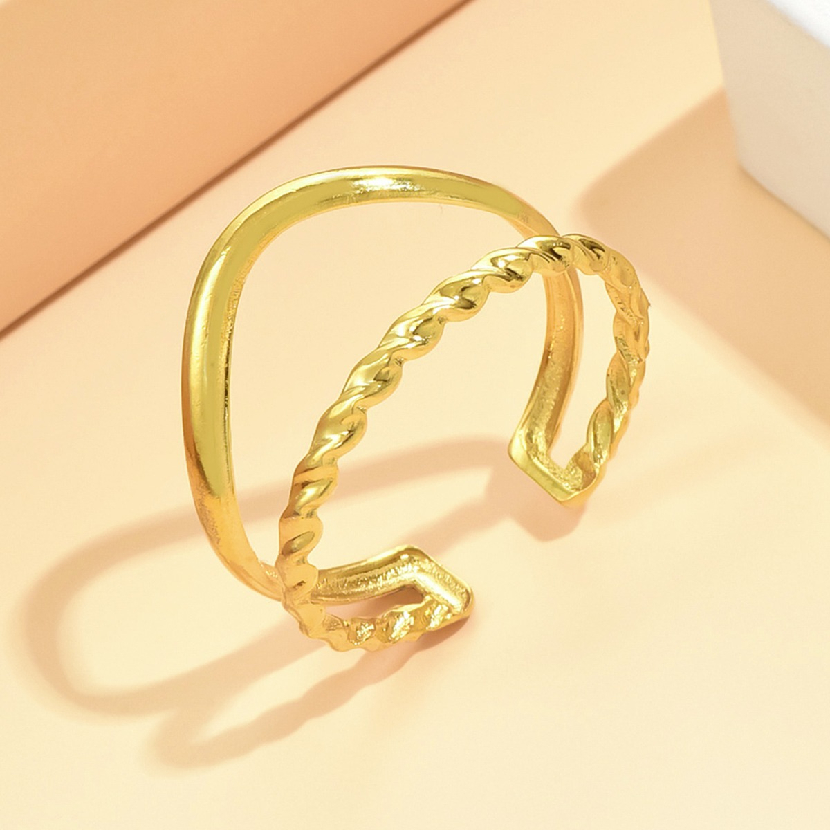 Bohemian Style Double Opening Ring, 304 Stainless Steel